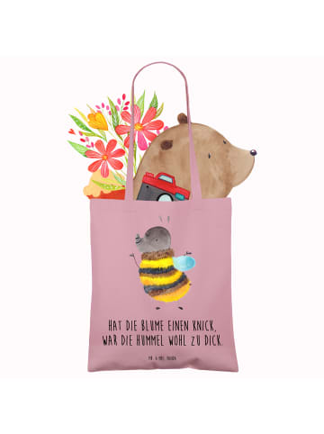 Mr. & Mrs. Panda Einkaufsbeutel Hummel flauschig mit Spruch in Rosa Pastell