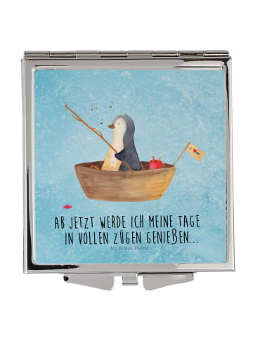 Mr. & Mrs. Panda Kleiner Spiegel Pinguin Angelboot mit Spruch in Eisblau