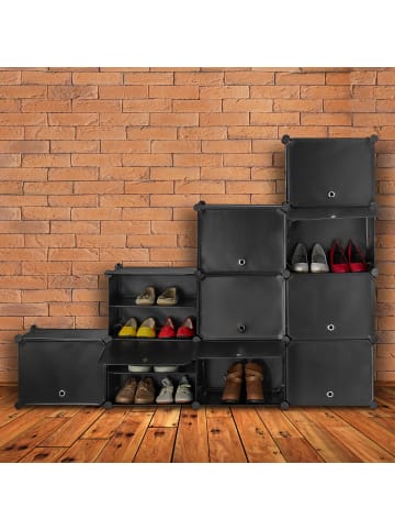 relaxdays Schuhschrank in Schwarz - (B)125x (H)125 x (T)31,5 cm