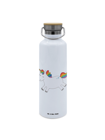 Mr. & Mrs. Panda Sportflasche Einhorn Happy ohne Spruch in Weiß