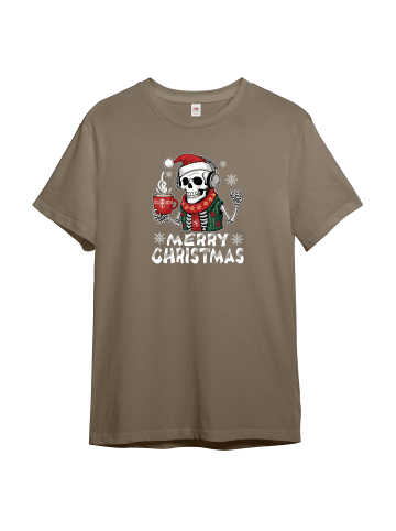 PAULGOS Herren T-Shirt, Skelett Musik und Kaffee Modell 1 in Sand