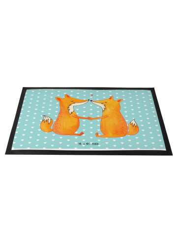 Mr. & Mrs. Panda Schmutzmatte Füchse Liebe ohne Spruch in Türkis Pastell