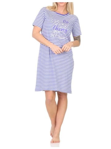 NORMANN Kurzarm Nachthemd Streifenoptik - 85625 in lila