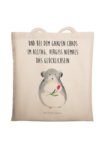 Mr. & Mrs. Panda Tote Bag Chinchilla Blume mit Spruch in Creme