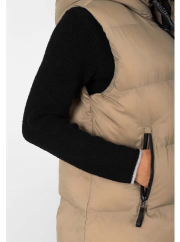 Timezone Puffer-Weste lang Kapuze wasserabweisend ultraleicht in Beige