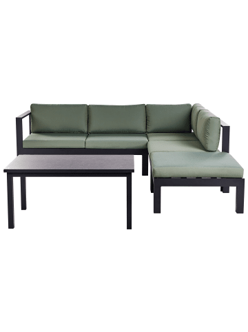 Beliani 3-tlg Sitzgruppe MESSINA in Grün/Schwarz/Grau