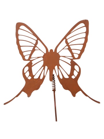 UNUS Gartenstecker Rost Schmetterling mit Wackelfeder in Braun