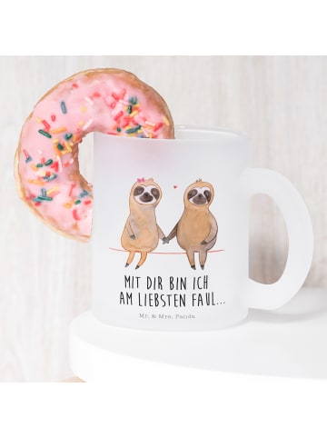Mr. & Mrs. Panda Teetasse Faultier Pärchen mit Spruch in Transparent