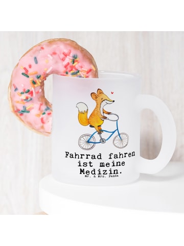 Mr. & Mrs. Panda Kaffeetasse Fuchs Fahrrad fahren mit Spruch in Transparent