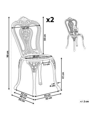 Beliani 2er-Set Esszimmerstuhl BOVINO in Braun