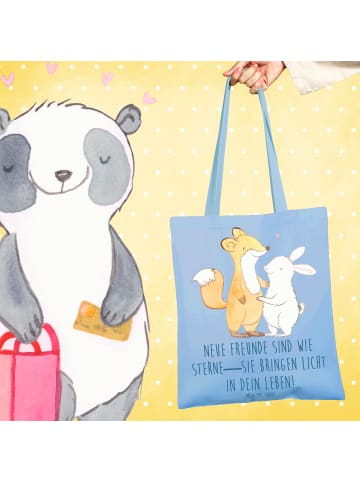 Mr. & Mrs. Panda Tasche Neue Freunde finden mit Spruch in Sky Blue