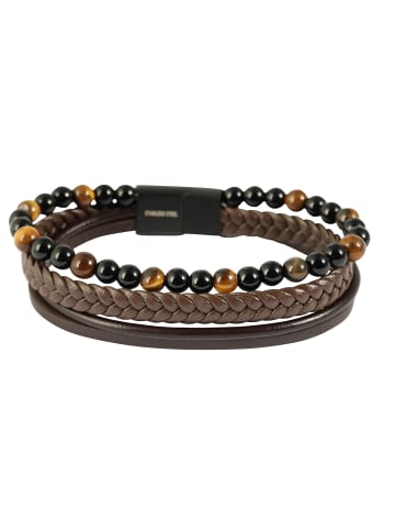Adeliás Herren Armband – Lederarmband aus Leder mit Tigerauge 21 cm in braun
