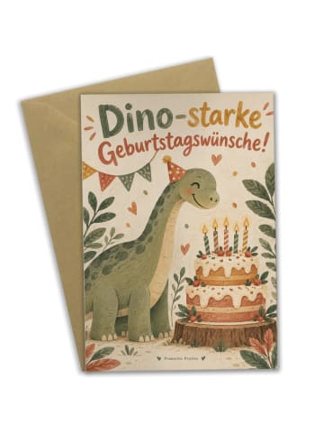 Geburtstagskarte Dinosaurier verspielt Design m... in Weiß