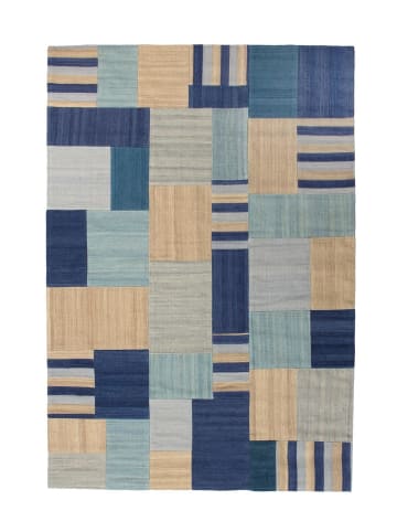 Kayoom Kurzflor Teppich Radical 310 in blau - multi - rechteckig