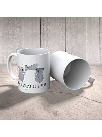 Mr. & Mrs. Panda Kaffeetasse Koalas Feiern mit Spruch in Weiß