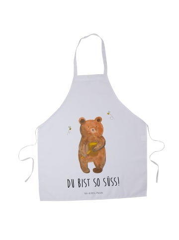 Mr. & Mrs. Panda Schürze Bär Honig mit Spruch in Weiß