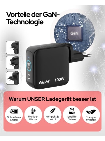 Verbatim Mini GaN Charger 100W Display 3 Ports USB-C Ladegerät Schnellladegerät