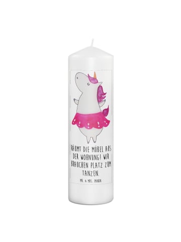 Mr. & Mrs. Panda Kerze Einhorn Ballerina mit Spruch in Weiß