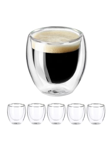 relaxdays 6 x Espresso Gläser in Transparent - 100 ml