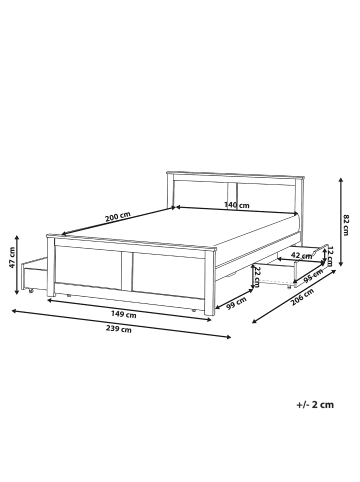 Beliani 5-tlg Doppelbett SABRAN in Weiß