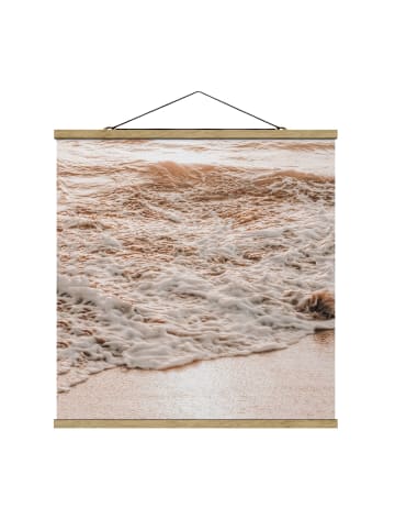 WALLART Stoffbild mit Posterleisten - Goldener Strand in Creme-Beige