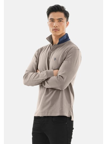 U.S. Polo Assn. Longsleeve USJayson – Herren Langarm Poloshirt mit Logo-Stickerei in Dunkelgrau-Navy