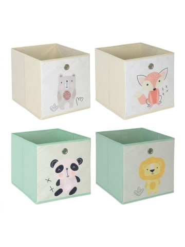 relaxdays 4 x Kinder Aufbewahrungsboxen "Tiere C" in Bunt - (B)30 x (H)30 x (T)30 cm