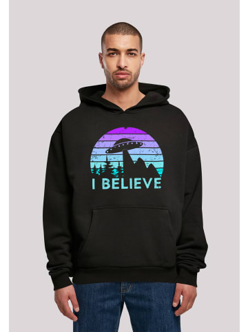 F4NT4STIC Heavy Hoodie I BELIEVE UFO Alien Raumschiff Retro in schwarz