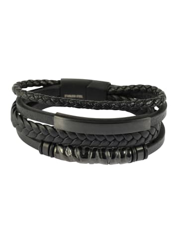 Adeliás Herren Armband – Lederarmband aus Leder 19 cm in schwarz