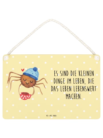 Mr. & Mrs. Panda Deko Schild Spinne Agathe Kaffee mit Spruch in Gelb Pastell