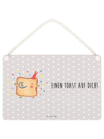 Mr. & Mrs. Panda Schild Toast Party mit Spruch in Grau Pastell