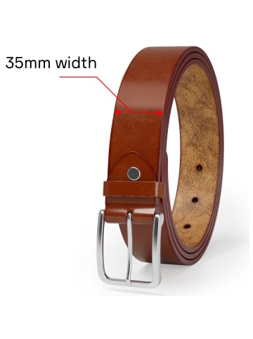 Kmisso Gürtel in Cognac Brown - Silber