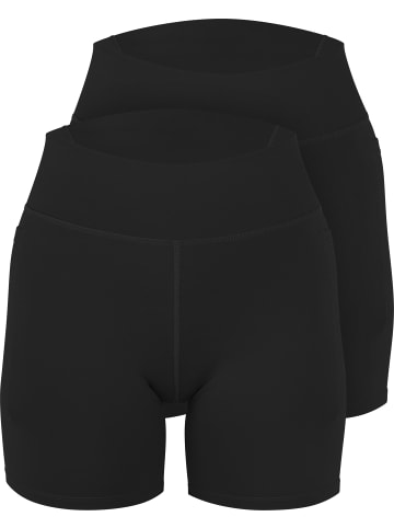 Circle Five High Waist Sport Shorts Doppelpack (2× Radlershorts mit Taschen) in Schwarz