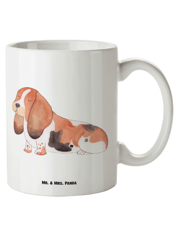 Mr. & Mrs. Panda Große Kaffeetasse Hund Basset Hound ohne Spruch in Weiß
