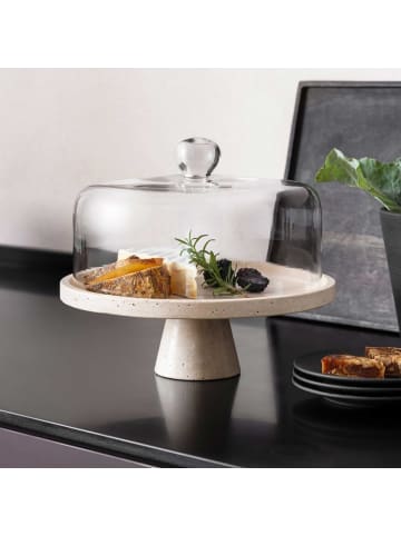 Villeroy & Boch Servierschale mit Fuß Manufacture Travertine ø 28 cm beige in beige
