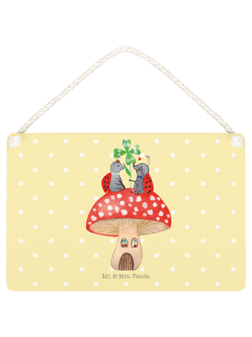 Mr. & Mrs. Panda holzbild Marienkäfer Fliegenpilz ohne Spruch in Gelb Pastell