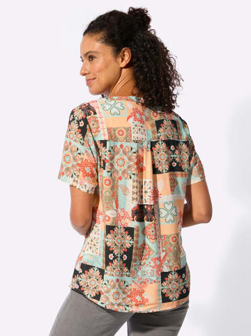 WITT WEIDEN Kurzarm-Bluse in mint-apricot-bedruckt