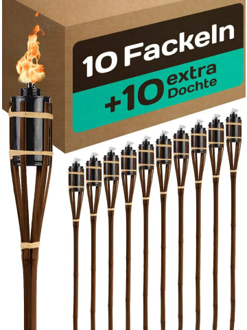 Praknu 10 Garten Fackeln für Draußen aus Bambus Holz 90cm - Lange Brenndauer