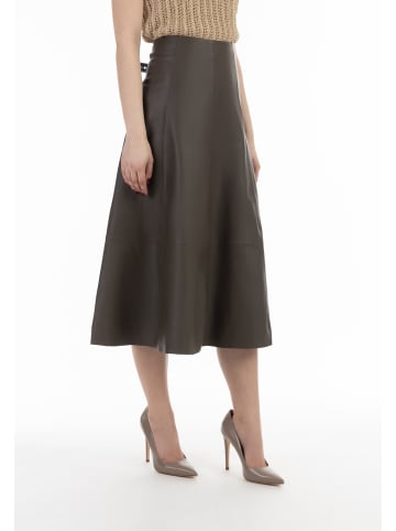 faina Damen Lederrock in Taupe