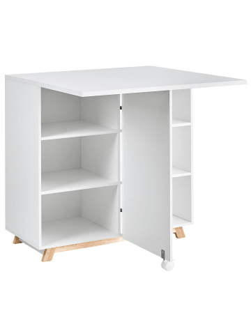 Beliani Schreibtisch FLOMOT in Weiß/Braun - (W) 80 x (H) 74 x (L) 40 cm