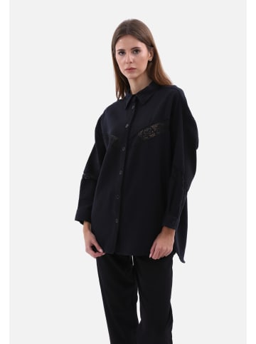 COFI 1453 Damenhemd One-Size Blusen Langarm in Schwarz