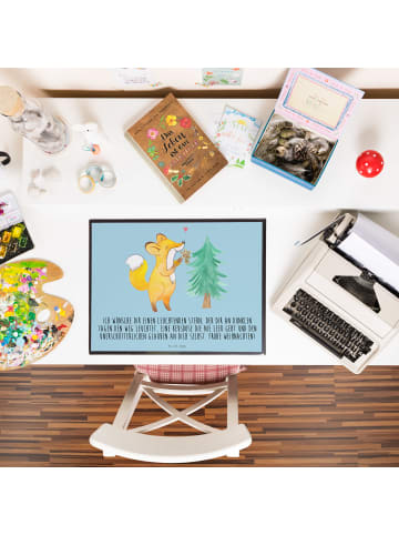 Mr. & Mrs. Panda Zeichenunterlage Fuchs  Weihnachtsbaum mit Spruch in Eisblau