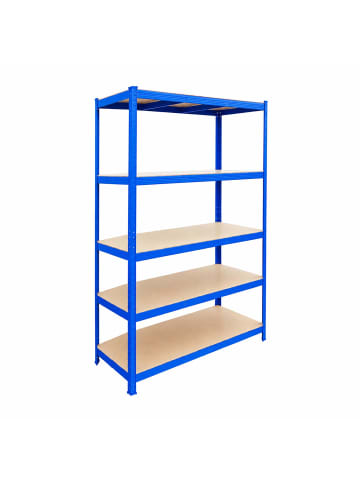 relaxdays Schwerlastregal in Blau/ Braun - (B)120 x (H)200 x (T)50 cm