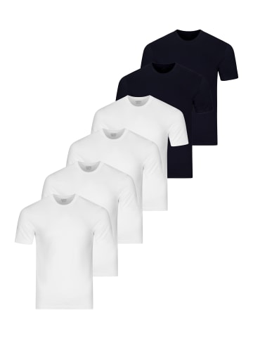 Ragman Unterhemd / Shirt Kurzarm Basic in Weiß / blau