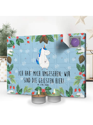 Mr. & Mrs. Panda Adventskalender Einhorn Mann mit Spruch in Eisblau