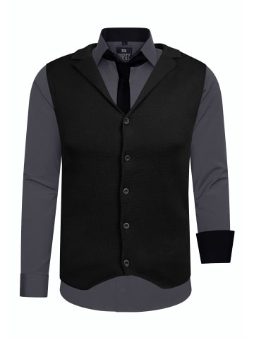 Rusty Neal Hemd mit Weste und Krawatte 3er Set in Anthrazit