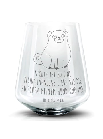 Mr. & Mrs. Panda Blümchentail Glas Mops mit Spruch in Transparent