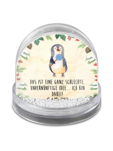 Mr. & Mrs. Panda Schneekugel Pinguin Lolli mit Spruch in Naturpapier