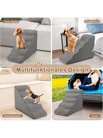 COSTWAY Hundetreppe 5 Stufen in Grau
