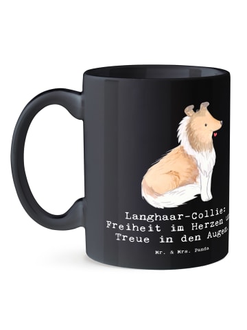 Mr. & Mrs. Panda Tasse Langhaar Collie Treue mit Spruch in Schwarz